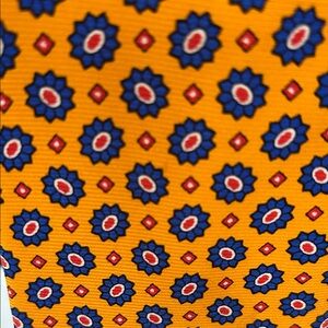 Men's Floral Medallion Tie in Mustard Yellow and Blue